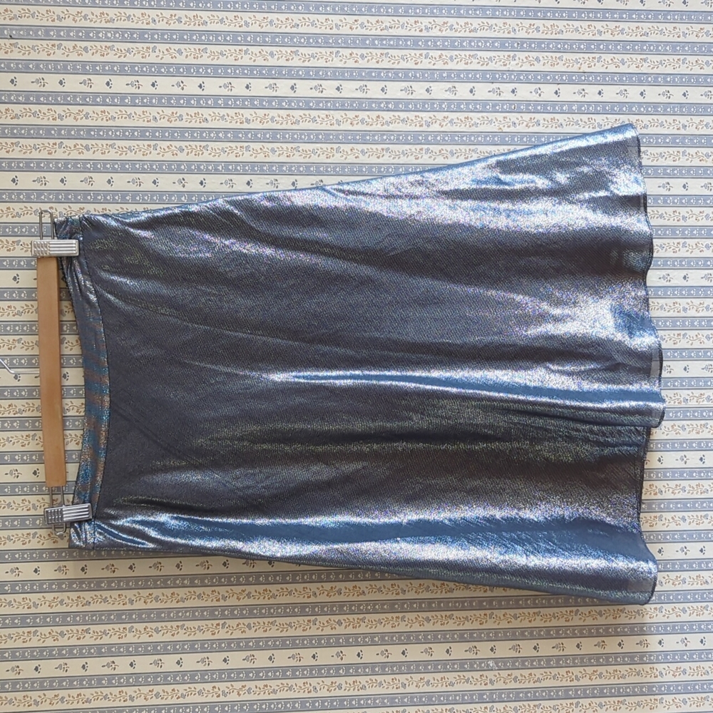 Banana Republic Silk Metallic Silver Skirt NWT 0